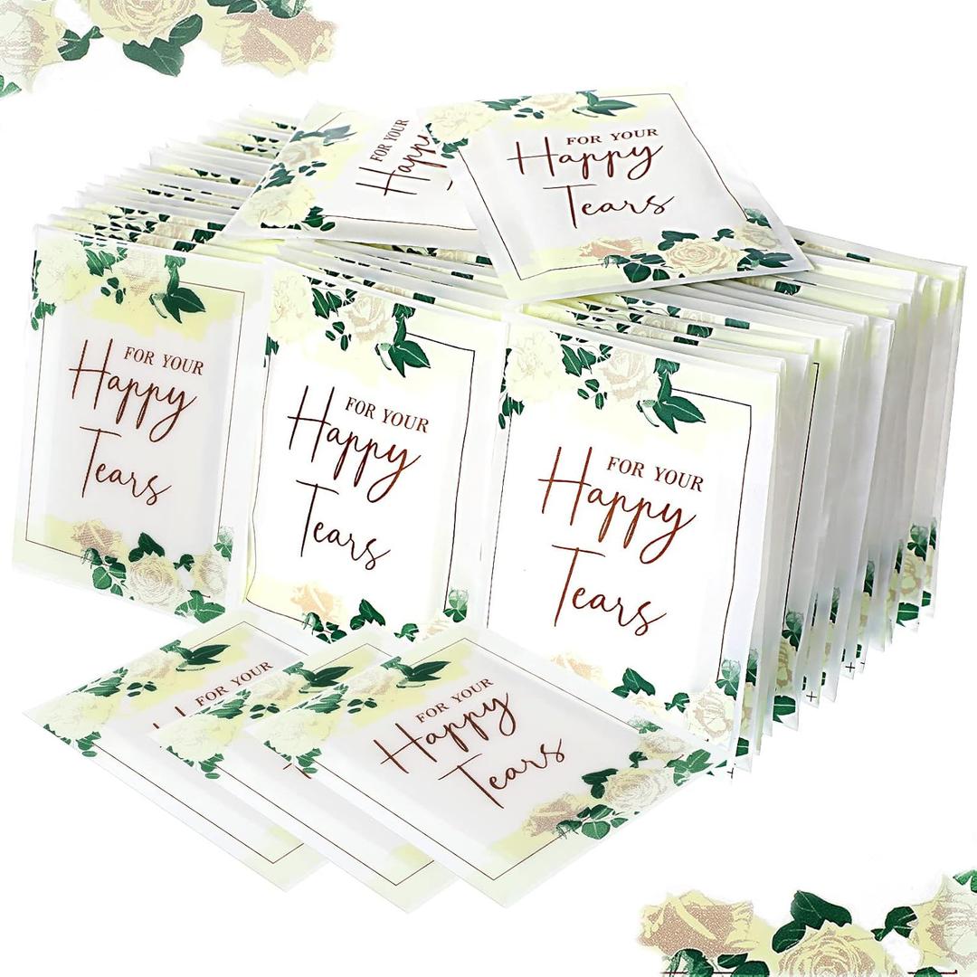Glenmal 80 Happy Tears Tissues Packs for Wedding Bulk 240 Pcs 3 Ply Wedding Tissues for Guests Travel Size Bulk Individual Facial Welcome Bag Stuffers Gift Bride and Groom Mother(Fresh Style)