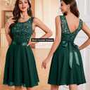 BeryLove Women's Short Prom Dresses for Teens Sleeveless Flowy A Line Wedding Guest Lace Formal Dress (Green, XXXL)