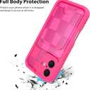 KANGHAR Compatible with iPhone 17 Case 2025, Wallet Silicone Checkered Cute Pattern, Card Holder Camera Protection Soft Slim Shockproof Edge Cover for Girls Women -Hot Pink