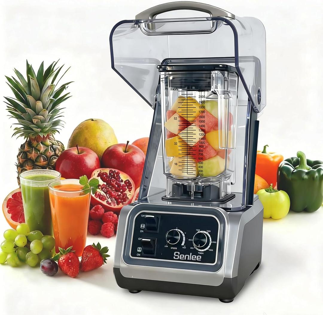 Commercial Blender for Smoothies 2200W With Quiet Shield,80oz BPA-Free Pitcher for Shakes,Self-Cleaning & Ice Crush Pro,6-leaf Stainless Steel Blade,Smoothie & Shake Maker for Restaurants, Kitchens