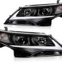 ECCPP Headlight Assembly For Toyota Camry 2012-2014 Headlamps Black Housing Clear Lens