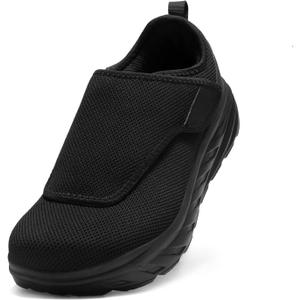 Women's Orthopedic Diabetic Wide Walking Shoes: Arch Support Orthotic Ankle Foot Pain Relief Neuropathy High Arch Slip On, Plantar Fasciitis Bunions Recovery Outdoor Driving Loafers Black Size 7