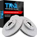 TRQ Performance Front Brake Rotor Set Coated Drilled Slotted Compatible with 09-17 Audi Q5 11-16 A4 A4 Quattro 11-17 A5 A5 Quattro 12-18 A6 A6 Quattro 13-16 allroad 12-16 A7 Quattro