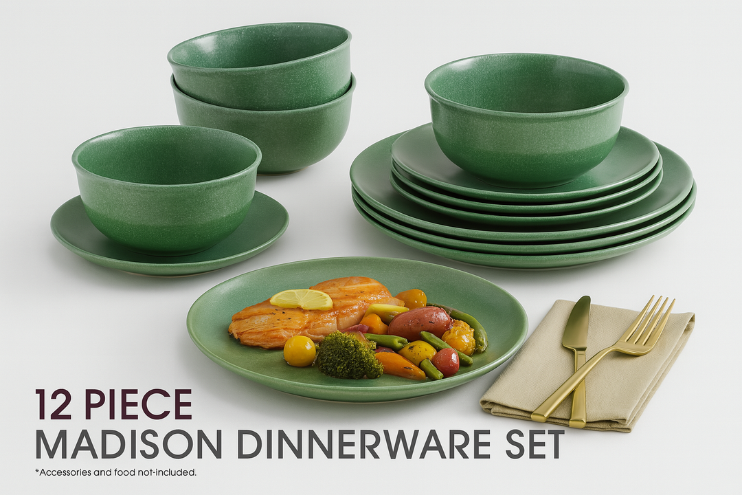 Madison 12-Piece Dinnerware Set – Green