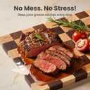 SMIRLY Wood Cutting Boards for Kitchen Wooden Chopping Board Set Reversible with Deep Juice Grooves Grip Handles, Large Charcuterie Tray for Home Kitchen, Rubber Wood, 3Pcs with Holder