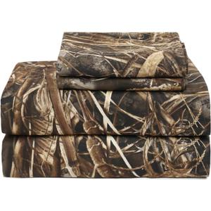 VISI-ONE Realtree Max-7 Full Camo 4 Piece Sheet Set  Lightweight, Cooling, Wrinkle-Free Microfiber 15" Deep Pockets Sheets, Unisex Rustic Western Farmhouse Style for Home, RVs, & Camping