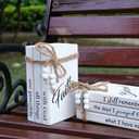 LIVDUCOT Wooden Decorative Books Stack for Coffee Table Faux Book Stack for Decoration I Still Remember the Days I Prayed Modern Farmhouse Decor White Book Decor for Shelf Mantle 7.5x5x3'