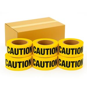 6 Pcs Yellow Caution Tape Roll Bulk, 3in wide X 6000ft (pack of 6, 1000ft each), Caution Tape Party Decorations, Yellow Tape Halloween Decoration, Caution Roll for Construction, Hazardous Areas