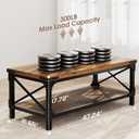 Rectangle Coffee Tables for Living Room, Wood Rectangular Coffee Table, 2 Tier Industrial Modern Center Table with Thickened Tabletop and Metal Frame, 47 inch Long (Rustic Brown)