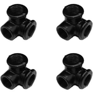 GeilSpace 3-Way, Malleable Iron Pipe Fittings - Vintage DIY Industrial Shelving, Industrial Decor, Furniture DIY (1/2", Black) (0.5 Inch)