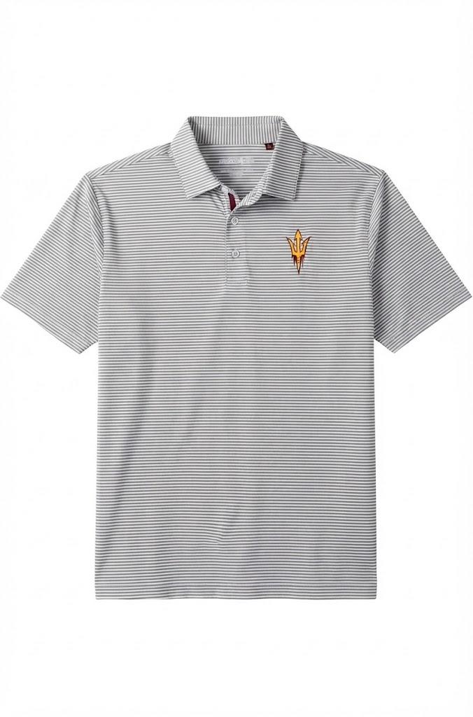 Vansport Arizona State Sun Devils Striped Polo Shirt (Gray, L)