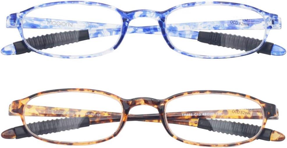 Lightweight Reading Glasses,Flexible(Memory Plastic) Readers,Unbreakable reading for Men and Women (1 Tortoise & 1 Blue)