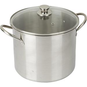 GoodCook Basics Stainless Steel Deluxe Stock Pot with Glass Lid, 8 quart, Silver