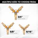 2 x Brass 3 Way Shut Off Ball Valve, 5/16" Hose Barb Y Shaped Ball Valve for Tubing Fuel Gas Water Propane, With 3 Hose Clamps