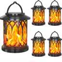 Solar Hanging Lanterns Outdoor, Flickering Flames Outdoor Solar Lights Hanging Lanterns Waterproof Decoration Lighting for Table, Garden, Patio, Tree (4 Pack)