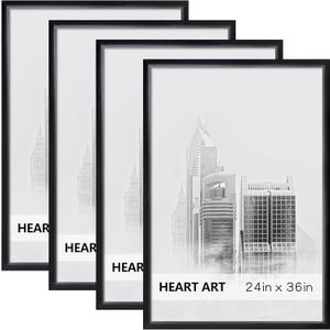 HEART ART 24 x 36 Poster Frame 4 Pack,24x36 Frame without Mat for Horizontal or Vertical Wall Mounting,Black
