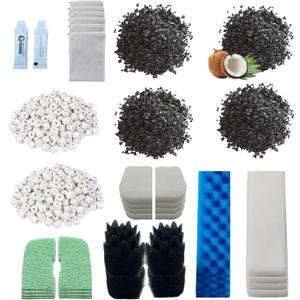 42 Pack Filter Media Kit for Fluval 306/307 Canister Filters - 2 Full Replacement Sets, Bio Foam, Ceramic Rings, Activated Carbon & Polishing Pads