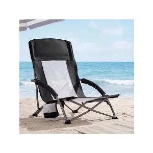HOMECALL Camping Black Chair  Low Beach Chairs for Adults with High Back, Support 400LBS