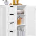 Yaheetech Wooden Floor Cabinet, Side Storage Organizer with 4 Drawers and 1 Cupboard, Freestanding Entryway Storage Unit Console Table, Bathroom Furniture Home Decor, White (22 x 12 x 32.5 In (LxWxH))