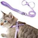 Cat Harness and Leash 2-in-1, Escape Proof Anti-Chocking Harness Adjustable Lighweight Leash Walking Outoor Training for Kitten Small Large Cats Puppy, US IDA Bronze Award (Monet Purple)