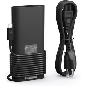 130W USB Type C Laptop Charger Compatible with Dell XPS 15 9575 9520 9510 9500 17 9720 9710 9700 Precision 5530 5550 5560 5570 5750 5760 3560 Latitude 5411 5421 5511 5520 5521 Power Cord
