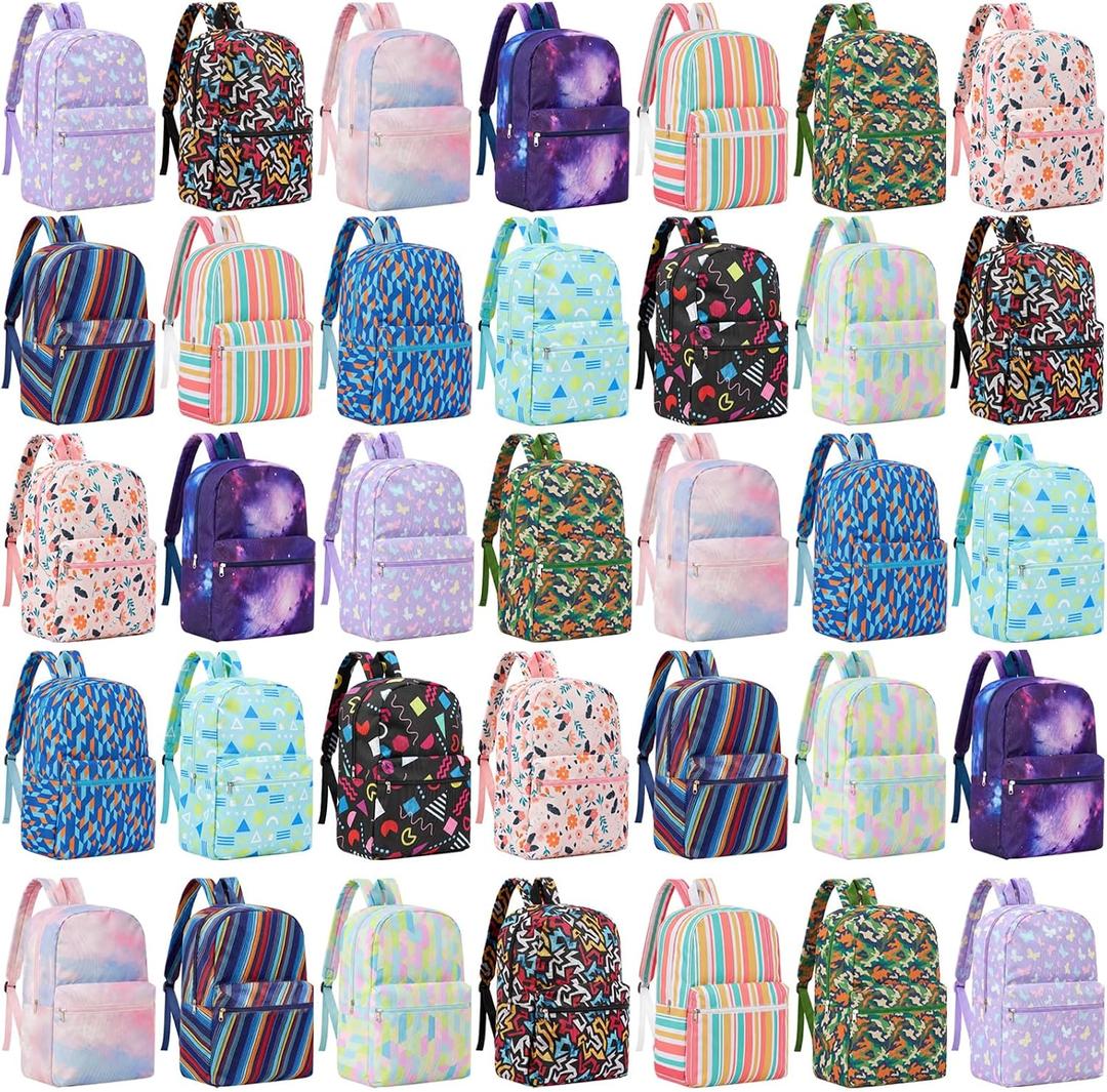 Amylove 36 Pack Bulk School Backpacks for Kids 17 Inch Energetic Color