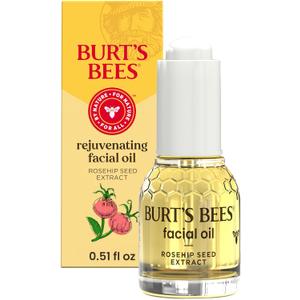 Burt's Bees Gua Sha Face Oil With Rosehip Seed Extract, Reduces Appearance of Fine Lines and Wrinkles, Use with Ice Roller & Facial Tools, Natural Origin Skin Care, 0.51 fl. oz.