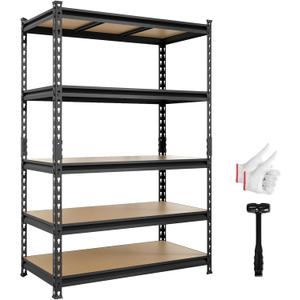 Big RED 5 Tier Heavy Duty Garage Storage Shelving: Adjustable Metal Utility Shelving Rack for Garage, Basement, Pantry, Closet - 3,000lb Capacity (72"x48"x24") Black