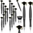 Supervitae 50 Pcs Graduation Pens Bulk Novelty Graduation Cap Ballpoint Pens 1 mm Black Gel Ink Party Favor Gift for Men Women Office University College Senior High School Supply