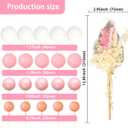 Ephlyn 21Pcs Ball Cake Toppers Flower Palm Leaf Cake Decorations for Bohemian Theme Boho Birthday Wedding Baby Shower Party Supplies Pink White