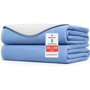 2 Pack 36" x 54" Super Large Waterproof Incontinence Bed Pads - Quick Drying Washable and Reusable Underpads for Kid, Adult, Elderly, Dog and Pet, Pee Mattress Protective Pad for Bed Couch Sofa Floor