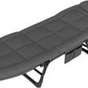 Folding Bed,Outdoor Folding Camp Bed,Folding Bed with Headrest,Folding Storage Design,Suitable for Camping,Self-Driving Tours and Other Activities (Grey)