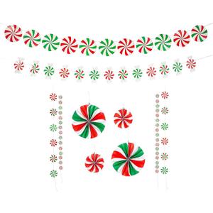Fun Express Red, White & Green Peppermints Hanging Decorations Kit - 10 Pieces