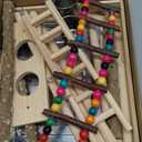 Hamiledyi Bird Playground Parrots Wood Perch Stand Cockatiel Playground Bird Play Gym Colours Climb Ladders Swing Chewing Toys with Parakeet Feeding Cups Exercise Activity Center for Lovebirds Conure