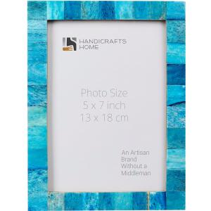 Handicrafts Home 5x7 Christmas Decor Turq Picture Frame Handmade Bone Inlay Photo Frame for Valentines Day Gift, Colorful Farmhouse Wall Decor, Shelf Decor, Vintage Home Decor & Living Room Wall Art