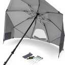 Sport-Brella Fieldedge (Gray) UPF 50+ Sun Protection Umbrella, 6-Foot Bi-Fold Canopy with Patented Side Panels, Premium Auger Bit and Carry Bag for Outdoor Shade on Beach, Grass, or Sidelines
