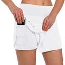 Ksmien Women's 2 in 1 Running Shorts - Lightweight Athletic Workout Gym Yoga Shorts Liner with Phone Pockets, M