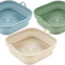 3 Pack Silicone Air Fryer Liners Reusable Emptycolor 8 Inch Square Silicone Liners for Air Fryer Basket, Non-Stick Heat Resistant Airfryer Silicone Pot Basket for 3QT6.8QT, Oven & Microwave