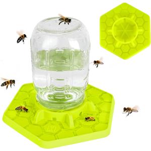 Bee Feeder for Mason Jar Made of Silicone - Bee Watering Station for Garden Compatible with Regular Mouth Mason Jars (Yellow)