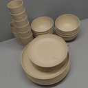 Wheat Straw Dinnerware Sets | Unbreakable Dinnerware Sets | Dishwasher Microwave Safe Dinnerware | Eco Friendly Non Breakable Dinnerware Sets | RV Outdoor Camping (Beige, Service for 8 (32 pcs))