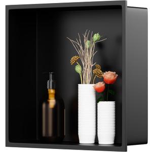 Black Shower Niche 12"X12", Stainless Steel Wall-Inserted Niche Bathroom Shelf, No Tile Needed Recessed Niche Shower for Bathroom, Living Room, Kitchen for Storage, 12W * 12H