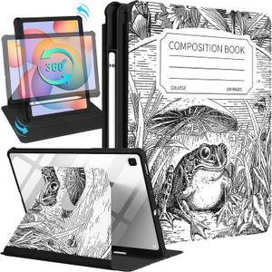Kidcube for Samsung Galaxy Tab S6 Lite Case 10.4 Inch 2022/2020 for Women Girls Cute Folio Cover with Pencil Holder Cool Frog Design Rotating Stand Teen Tablet Cases Tab S6 Lite SM-P610/P613/P615/P619