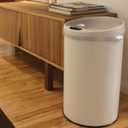 iTouchless 8 Gallon Trash Can with Odor Filter, White Stainless Steel Trashcan Round Garbage Bin for Home Office Work Bedroom Living Room Garage Large Capacity Slim Wastebasket