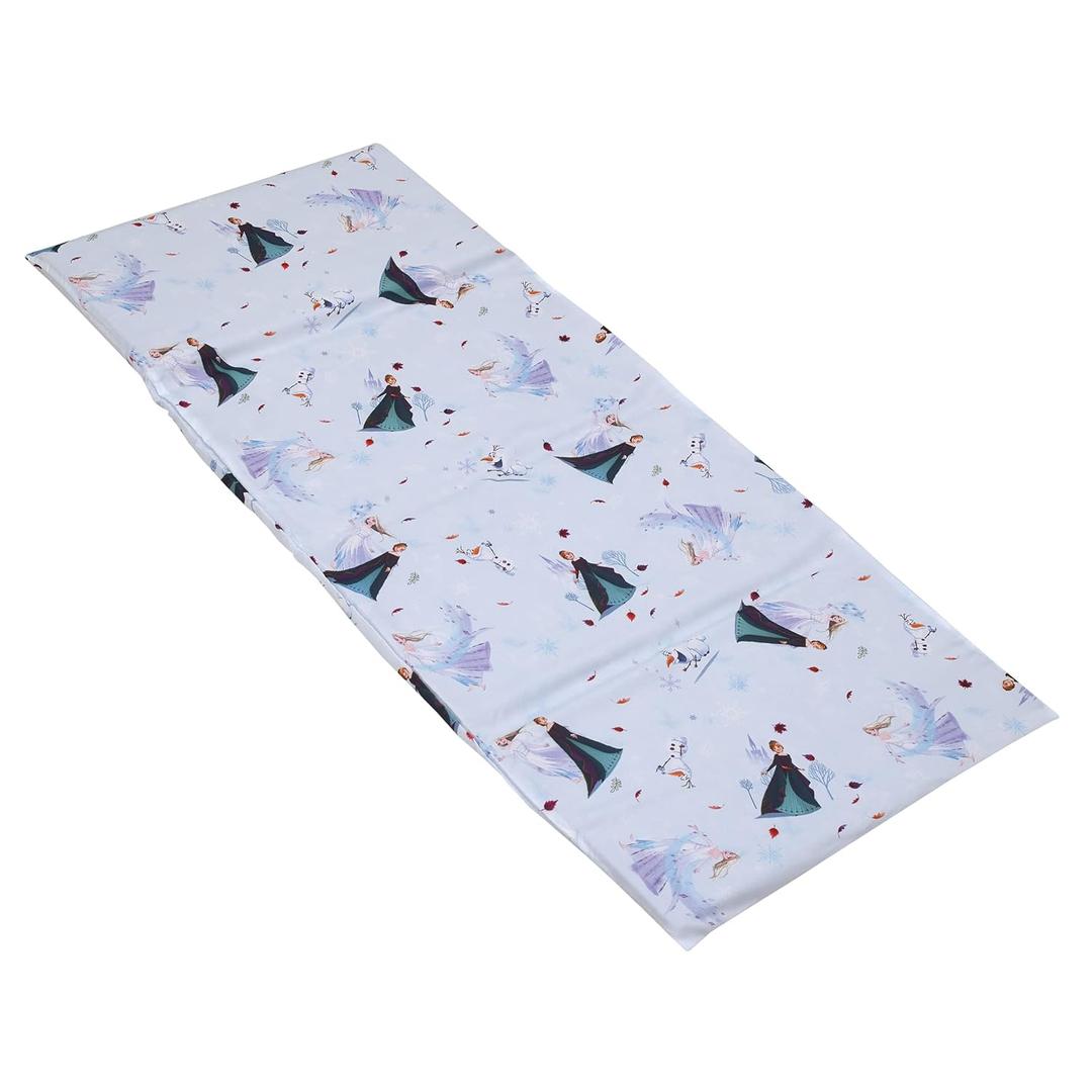 NoJo Disney Frozen Winter Cheer Lavender, Aqua, Green and White Anna, Elsa and Olaf Preschool Nap Pad Sheet