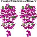 2PCS Bougainvillea Artificial Hanging Flowers Plants for Outdoors Outside Spring Decoration, Faux Silk Flowers Fake Vines UV Resistant Look Real Realistic for Front Door Porch Planter Balcony, Fuchsia
