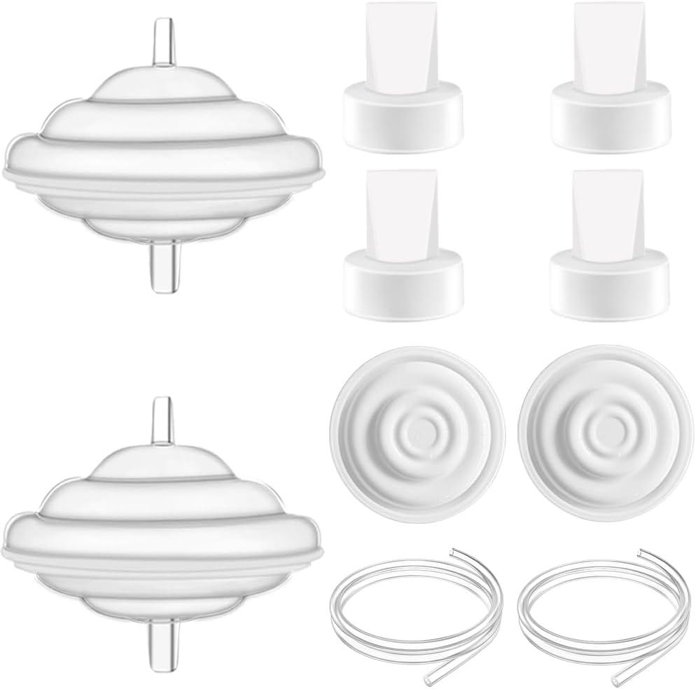 10pcs Pump Parts Set, 2pc Backflow Protector 2pcs Tubing 2pcs Membrane and 4pcs Duckbill Valves, Replacement Breast Pump Parts for Spectra S1/S2/9 Plus