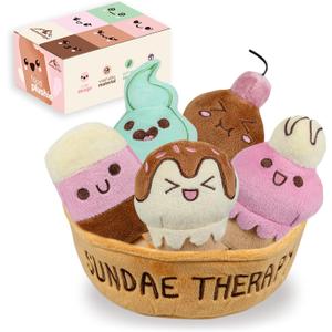 Soft Plushies for Emotional Support - Sundae Therapy Ice Cream Plush Set - Anxiety Relief and Mood Boost - Funny Gifts - Gift for Girlfriend - Cute Squishable Mini Tiny Plushies - Stress Relief