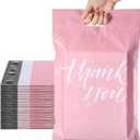Metronic Thank You Poly Mailers 10x13 100 Pcs, Easy to Carry Shipping Bags with Handle, Self Seal Mailers Poly Bags for Small Business Packing and Shipping, Cute Package Bags Mailing Bags, Pink