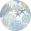 Round Area Rug 3ft Nautical Coastal Ocean Coral Floor Carpets Washable Indoor Floor Area Mat Stain-Proof Mat Non-Skid Rugs for Living Room Dining Kitchen Bedroom Nursery, Beach Themed Blue Teal Rug