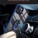 Ring Kickstand Clear Phone Case for iPhone 15 (6.1 Inch),Drop Protection Slim Protective Shell Cover,Flexible Bumper + Hard Back + Ring Stand Fits Magnetic Car Mount,Blue